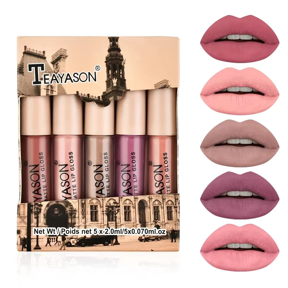5Pcs/Set Waterproof Lipstick Sexy Halloween Lip Stick Matte Velvet Lipsticks Lips Makeup Cosmetics Labiales Matte