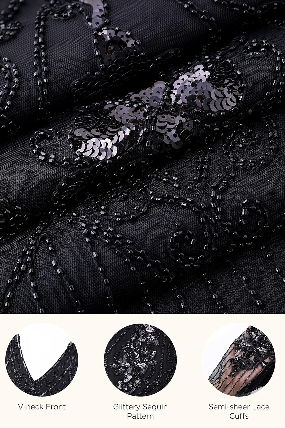 plus Size 1920S Art Deco Fringed Sequin Dress Flapper Gatsby Costume Dress for Women