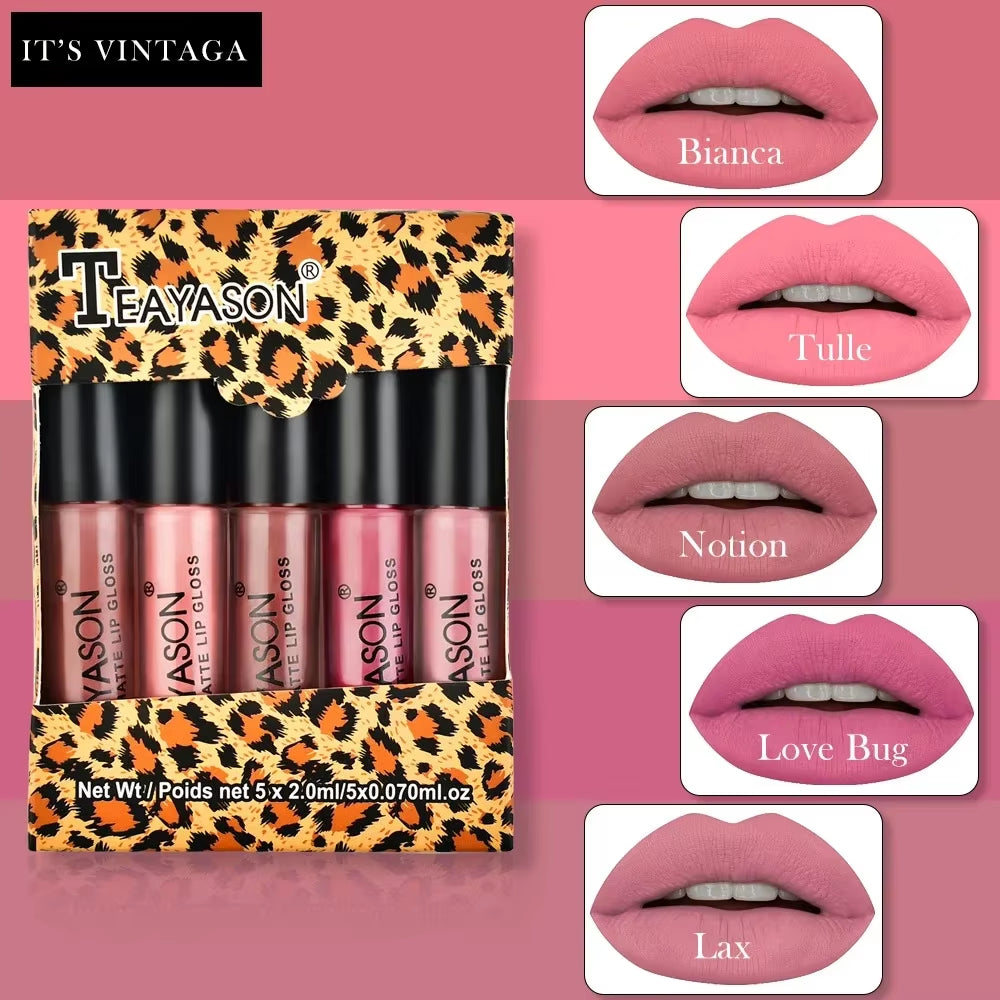 5Pcs/Set Waterproof Lipstick Sexy Halloween Lip Stick Matte Velvet Lipsticks Lips Makeup Cosmetics Labiales Matte